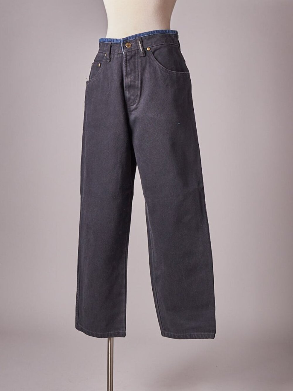 1990s Black and Blue Trim Rusty Surf Skateboarding Jeans Pants